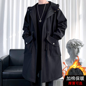 中长款 加棉风衣连帽上衣长款 工装 男士 风过膝男装 轻奢潮流保暖外套