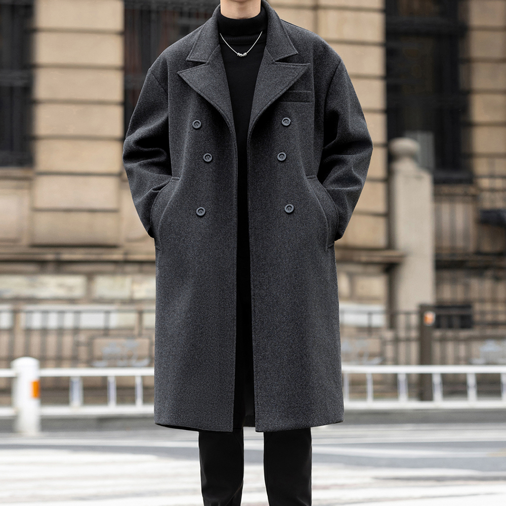 保暖中长款毛呢大衣男士呢子外套