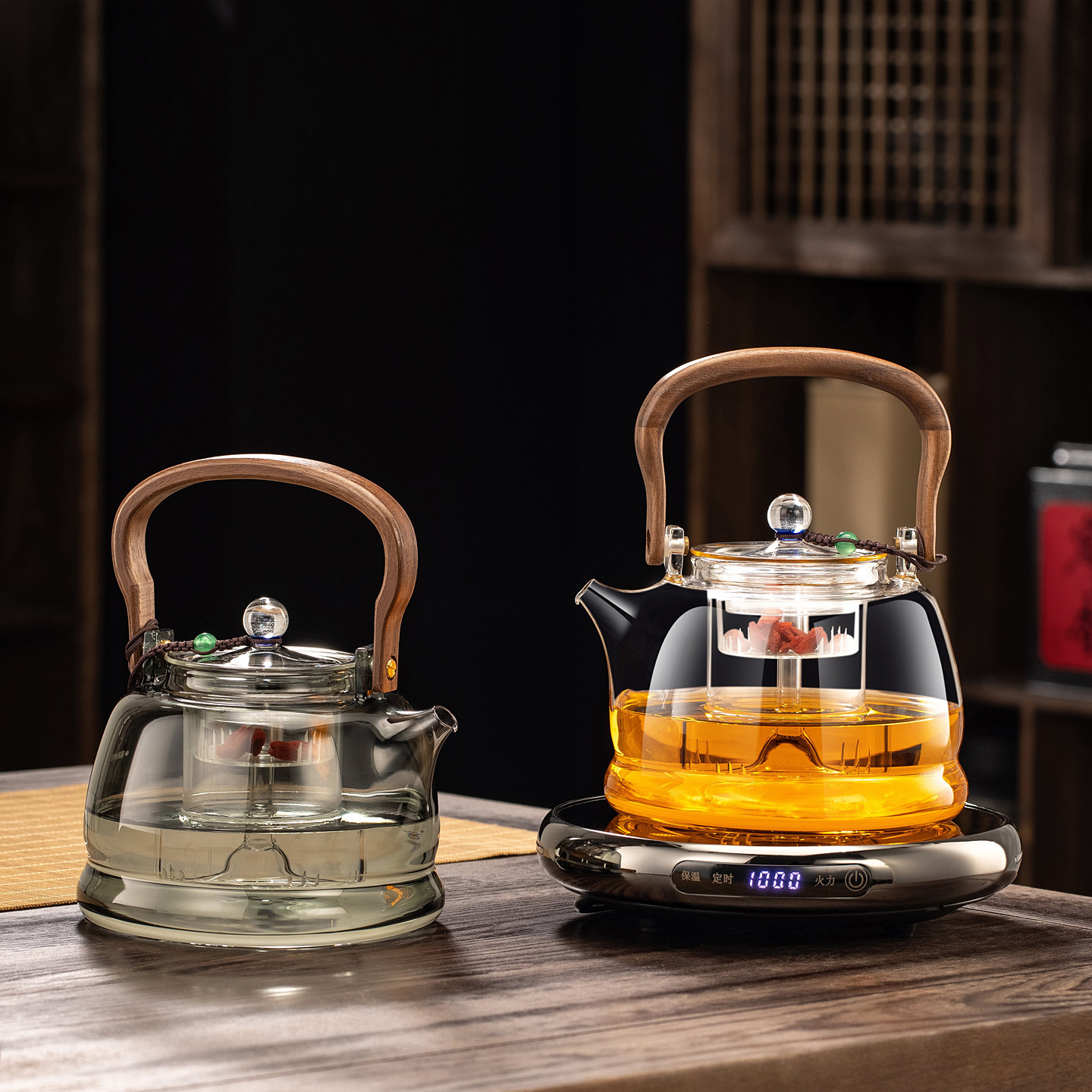 蒸煮茶壶加厚耐高温玻璃煮茶器具黑晶炉办公室家用烧水养生泡茶壶