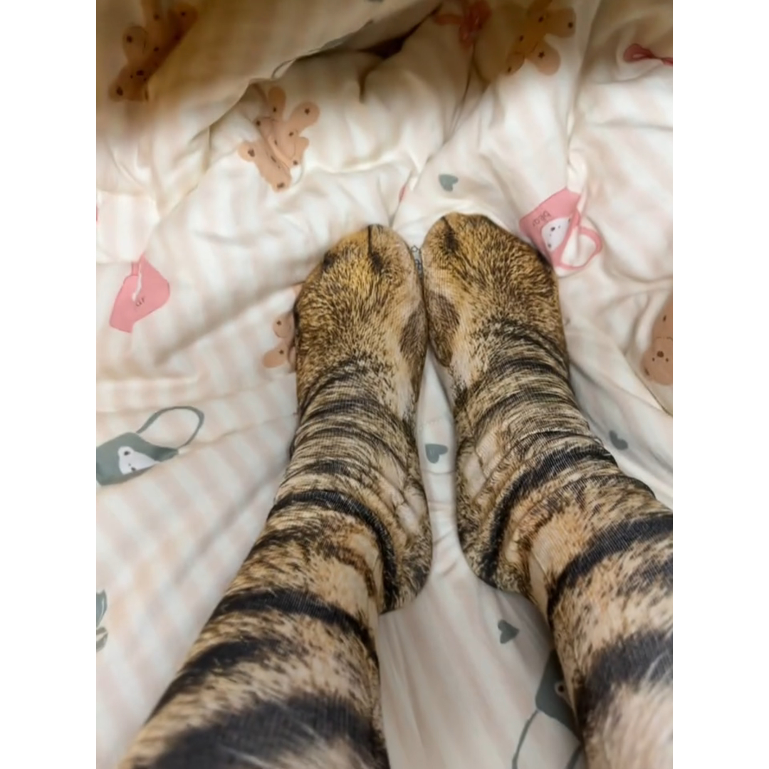 3D动物脚仿真袜子猫爪袜旺财狗爪老虎猪女袜中筒袜个性搞怪袜子