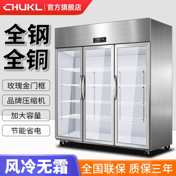 廚柯萊三開門冷藏展示柜商用冷凍柜蔬菜燒烤串串水果保鮮柜點(diǎn)菜柜