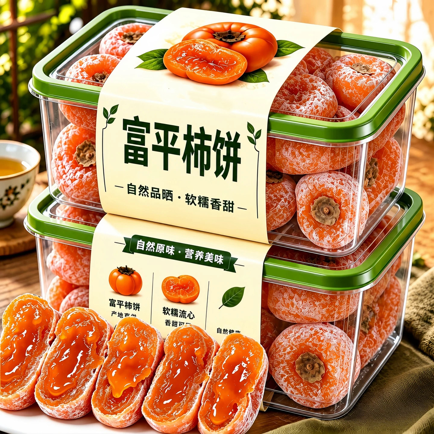 正宗陕西富平柿饼特级官方旗舰店流心吊圆柿子饼独立包装软糯蜜饯