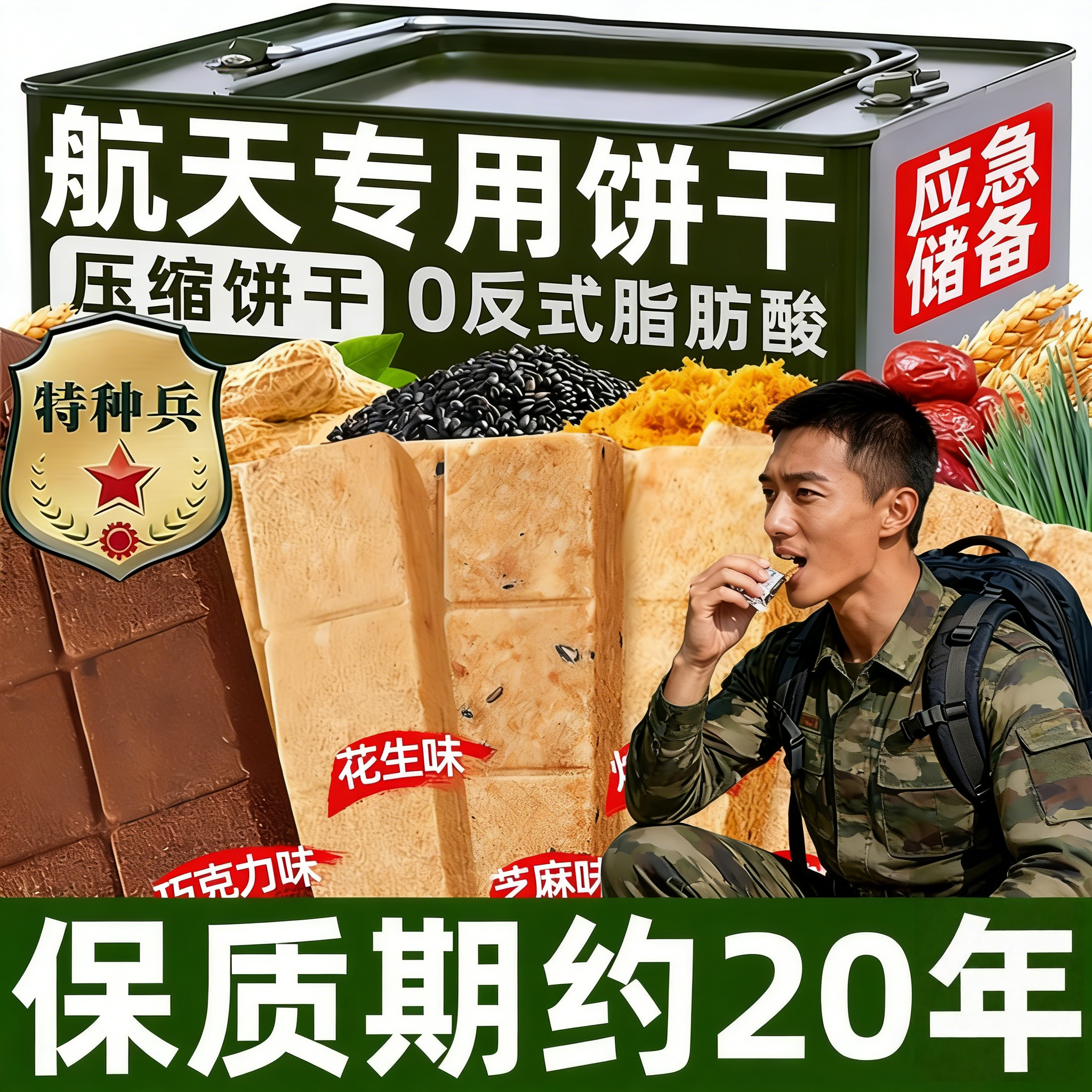 压缩饼干粮正品旗舰店保质期20年特种兵储备
