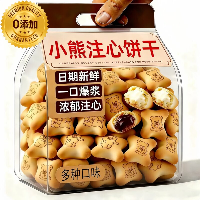 小熊注心饼干官方正品巧克力夹心饼干独立包装多口味儿童休闲零食