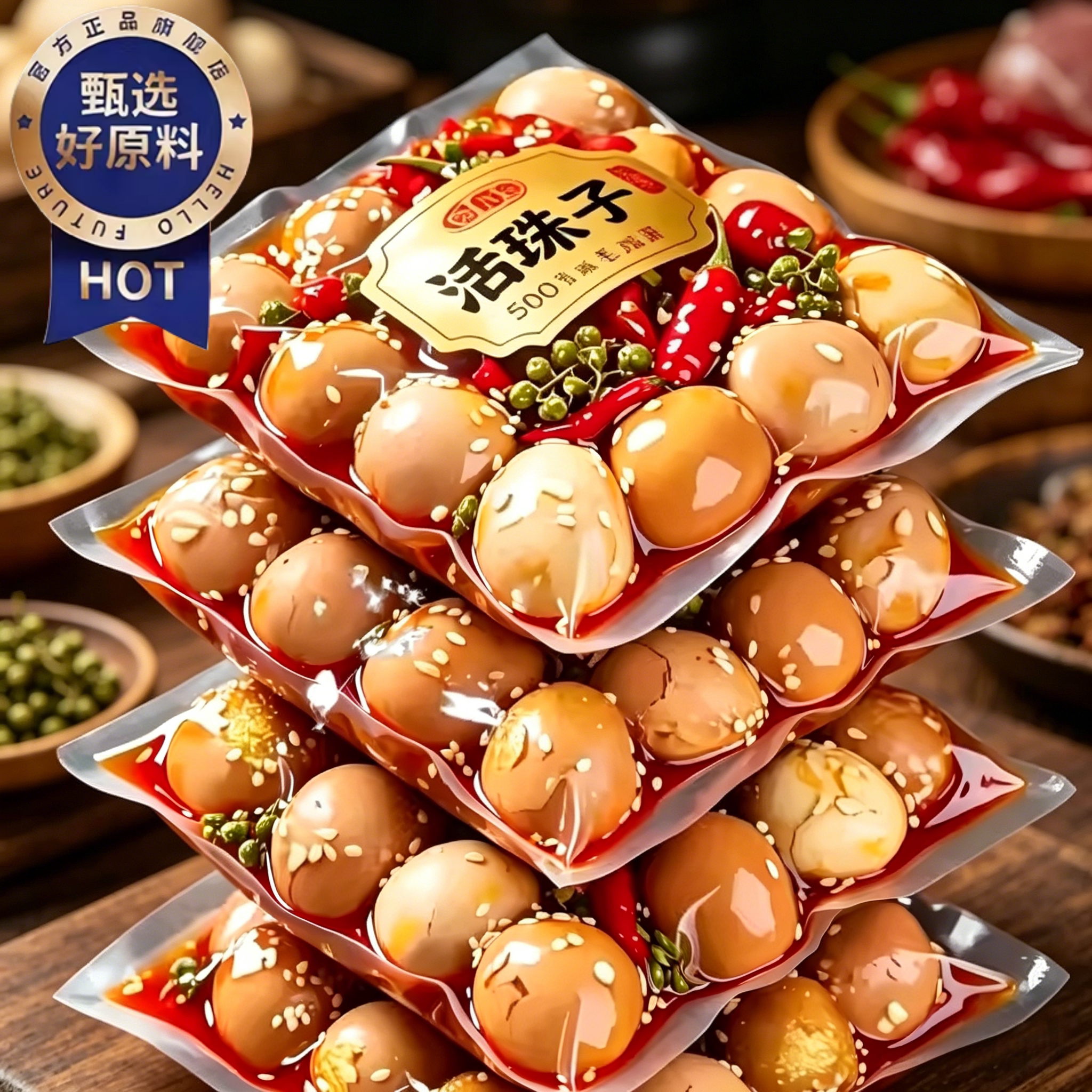 天猫甄选！活珠子官方旗舰店开袋即食香辣13天新鲜活珠子鸡蛋五香图片
