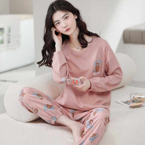 啄木鸟睡衣女100%纯棉套装家居服