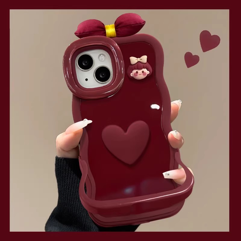 酒红双支架手机壳适用任意机型