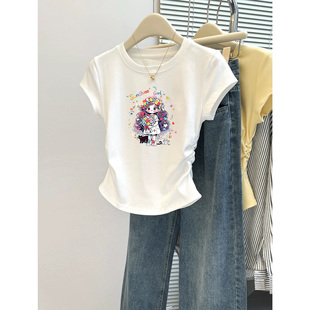 女童短袖t恤小女孩超好看韩系上衣夏季2026新款儿童装短款体恤衫