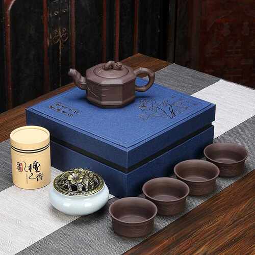 新款直销紫砂茶具西施壶一壶四杯陶瓷创意礼品茶具套装房产礼品 L