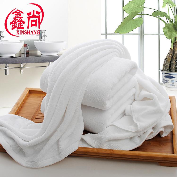 直销新款纯棉浴巾全棉酒店毛巾 32股白色美容院提字logo浴巾定做