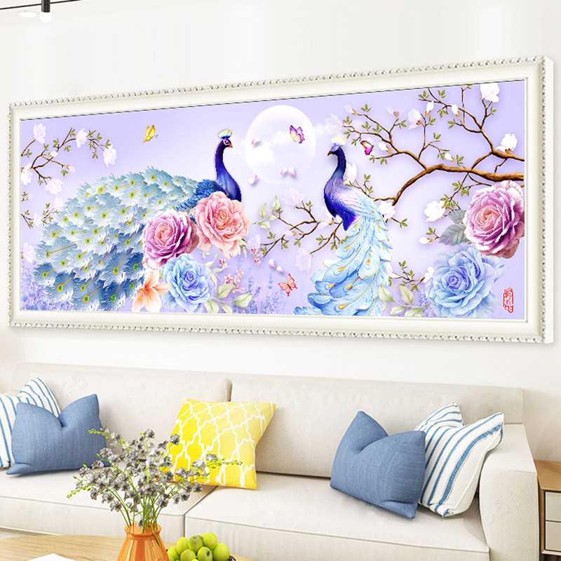 新款直销2022新款钻石画水晶客厅满钻花开富贵孔雀十字绣5d水钻贴