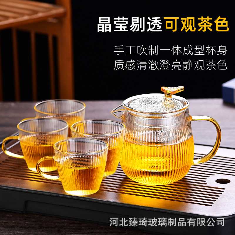 新款直销加厚耐热玻璃茶壶茶具透明泡茶壶家用珍珠棉装耐高温玻璃