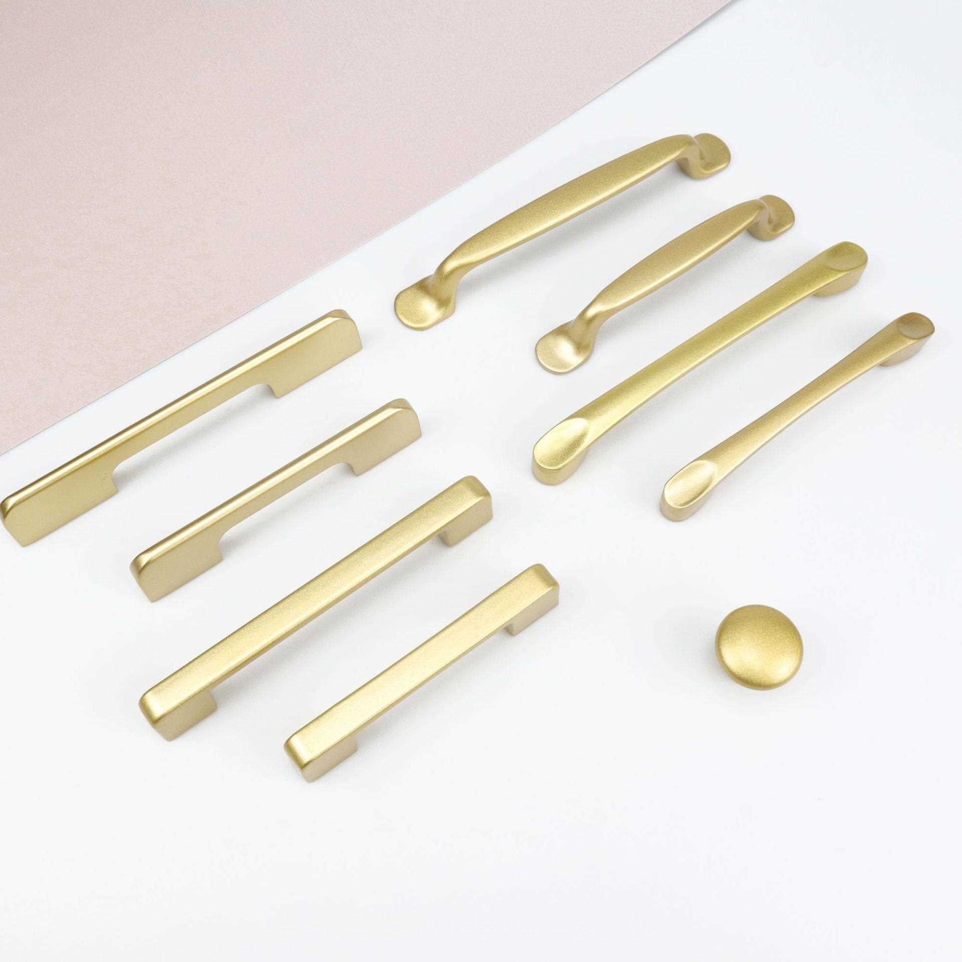 直销新款现代简约轻奢金色铝合金门把手美式黑色鞋柜抽屉衣柜橱柜