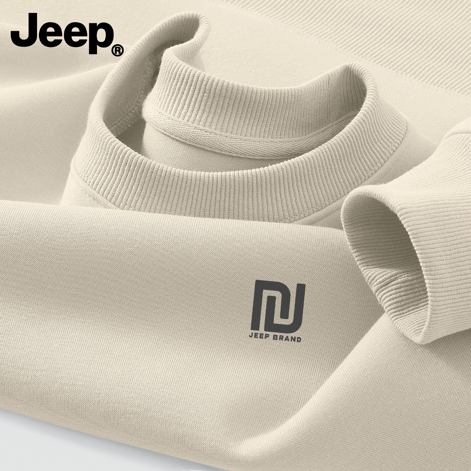 Jeep吉普男士卫衣潮牌高级感圆领衣服男士新款长袖大码运动上衣男