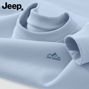 Jeep吉普加绒圆领男士卫衣男款加厚2025新款青少年上衣冬装外套男
