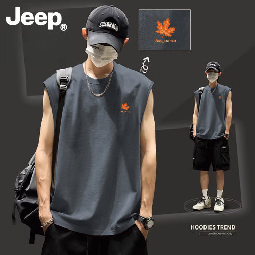 Jeep吉普纯棉男士夏季健身背心