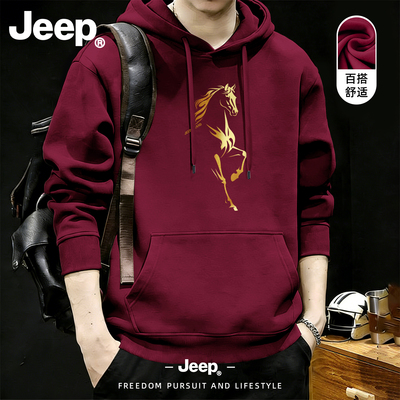 Jeep吉普连帽卫衣男女士春秋青少年新款衣服美式男生帅气高级上衣