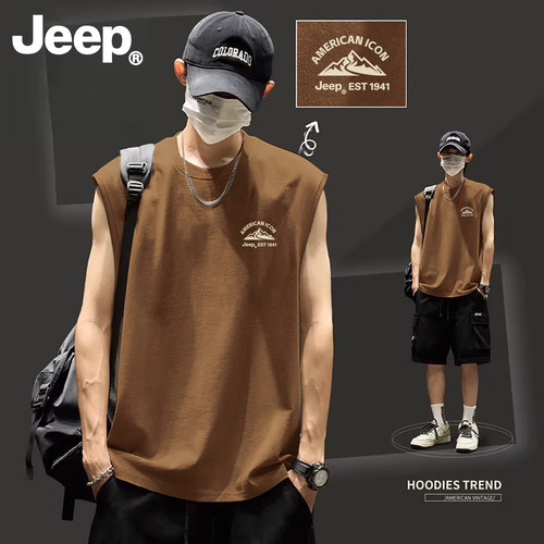 Jeep吉普夏季纯棉透气男士背心