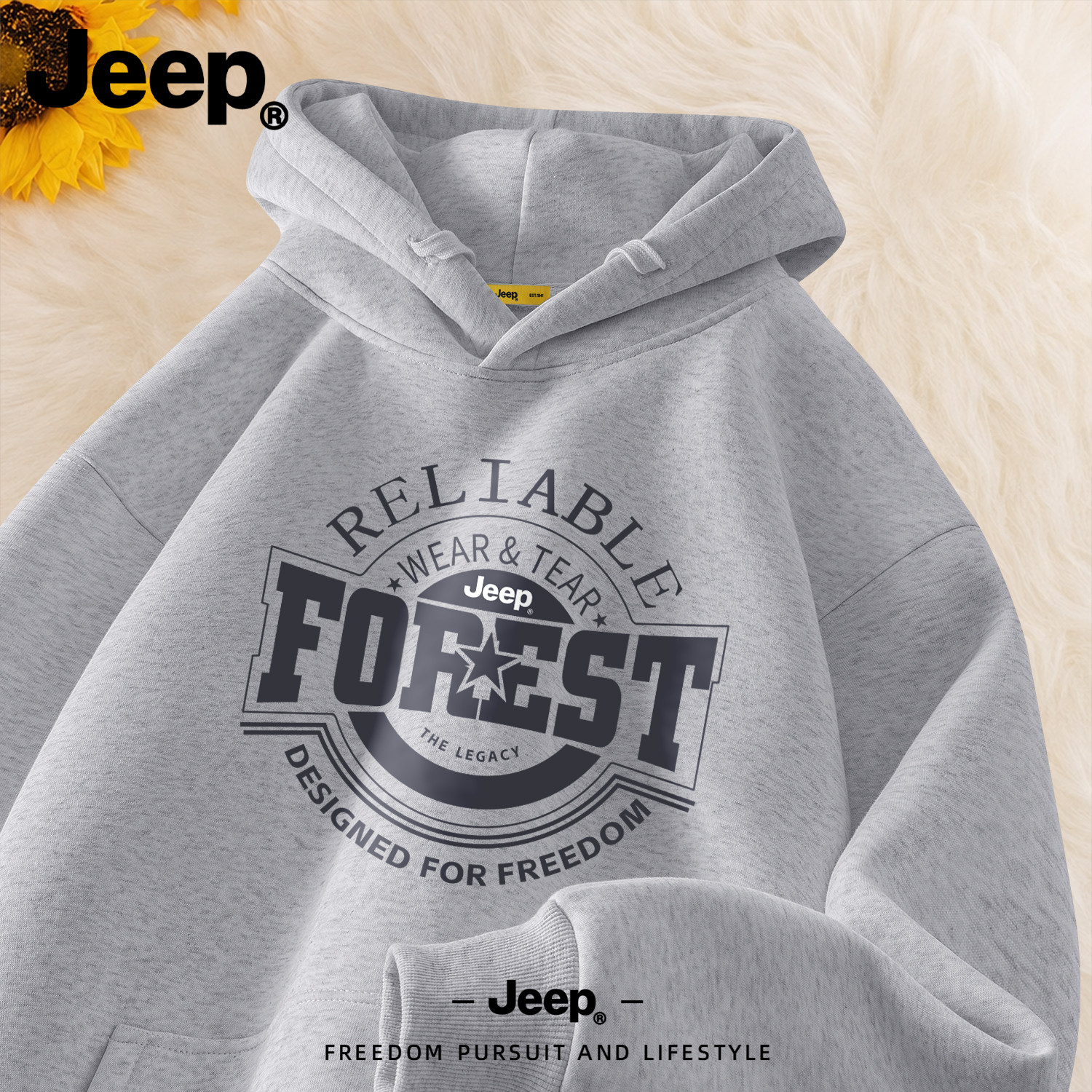 Jeep吉普美式连帽卫衣男秋新款