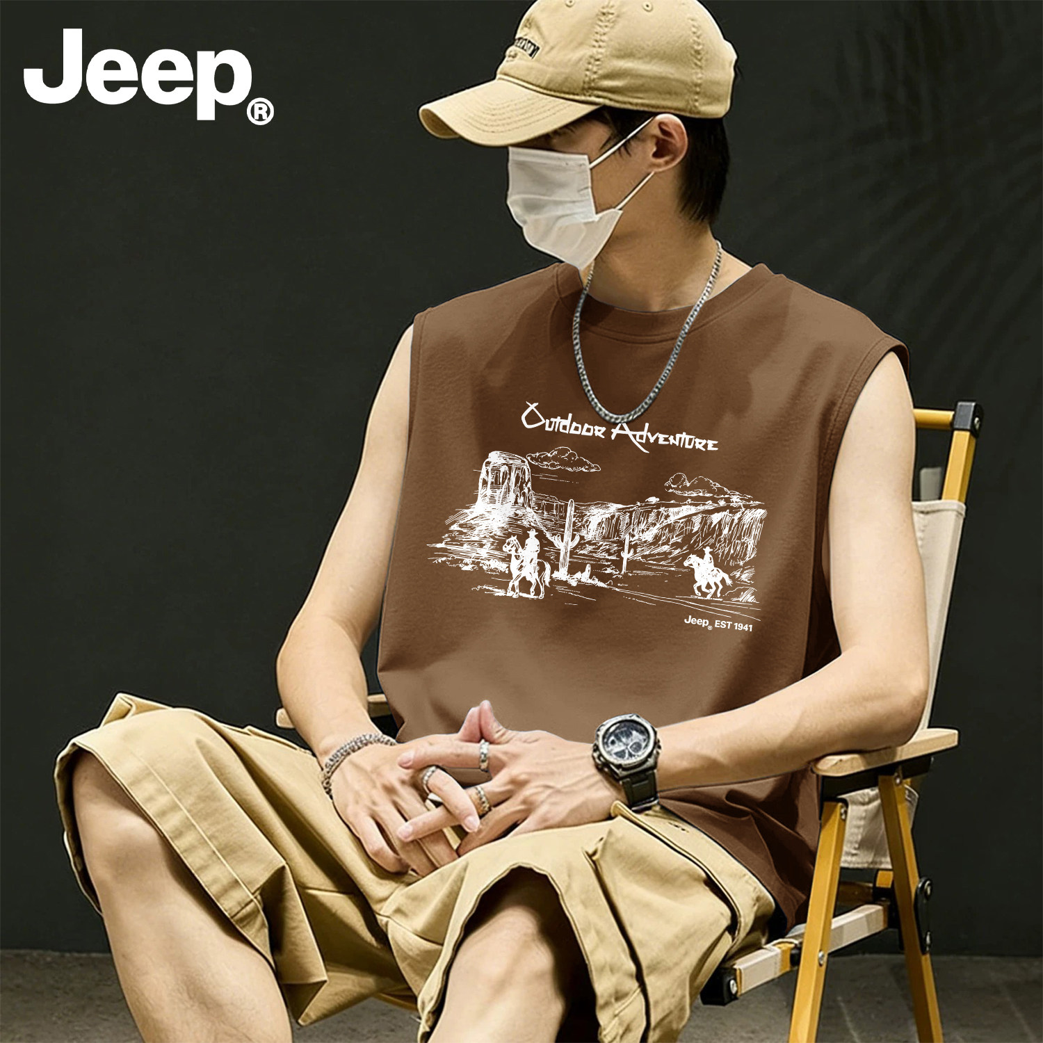 Jeep吉普纯棉男士夏季运动背心图片