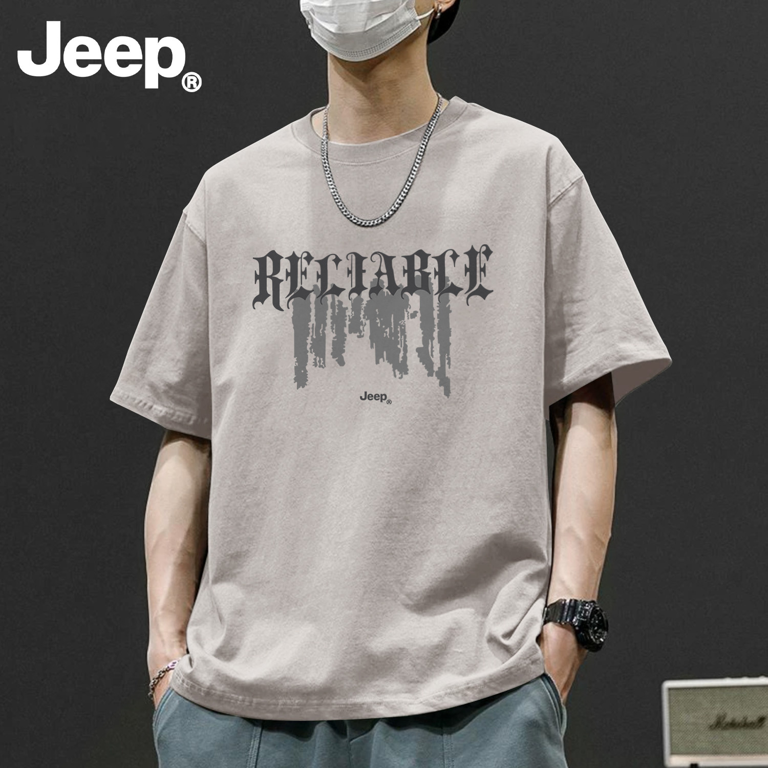 Jeep吉普美式纯棉短袖T恤男