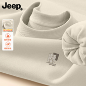 加厚衣服男女士保暖长袖 jeep吉普加绒圆领卫衣2025新款 秋冬季 上衣