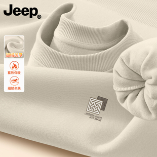 jeep吉普加绒圆领卫衣2025新款秋冬季加厚衣服男女士保暖长袖上衣