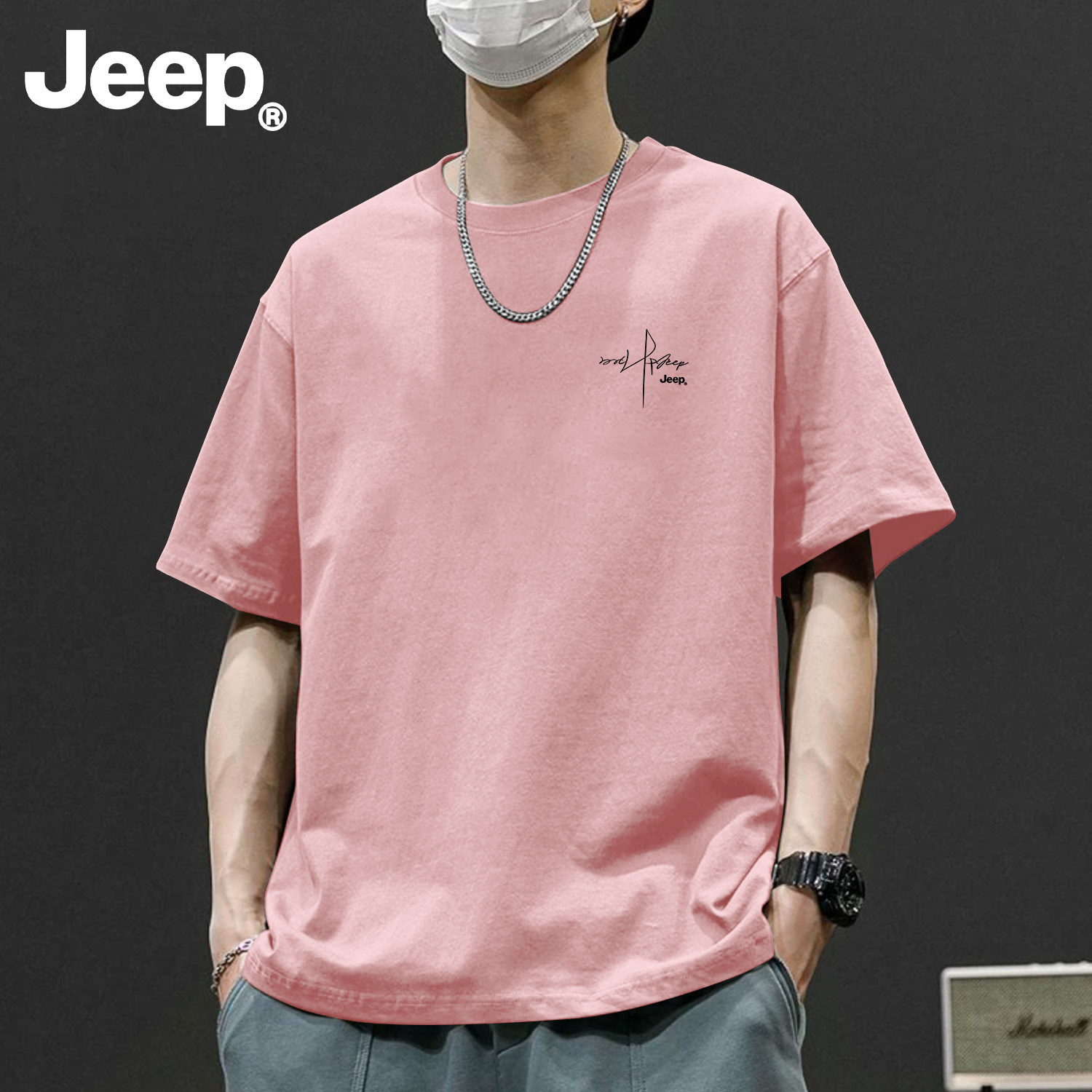 Jeep吉普新款纯棉男士短袖t恤2026夏季衣服透气正品宽松休闲男装
