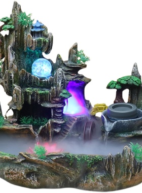 客厅摆件流水喷泉盆景假山鱼池家居饰品前台吧台装饰乔迁开业礼品