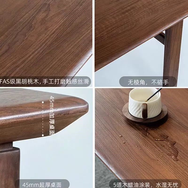 黑胡桃木餐桌全实木长桌去客厅化书桌工作台长方形简约茶桌大板桌