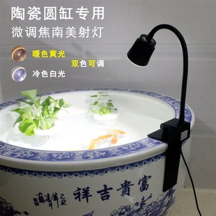 鱼缸南美射灯陶瓷圆缸专用灯全光谱水草灯鱼盆古法水缸造景补光灯