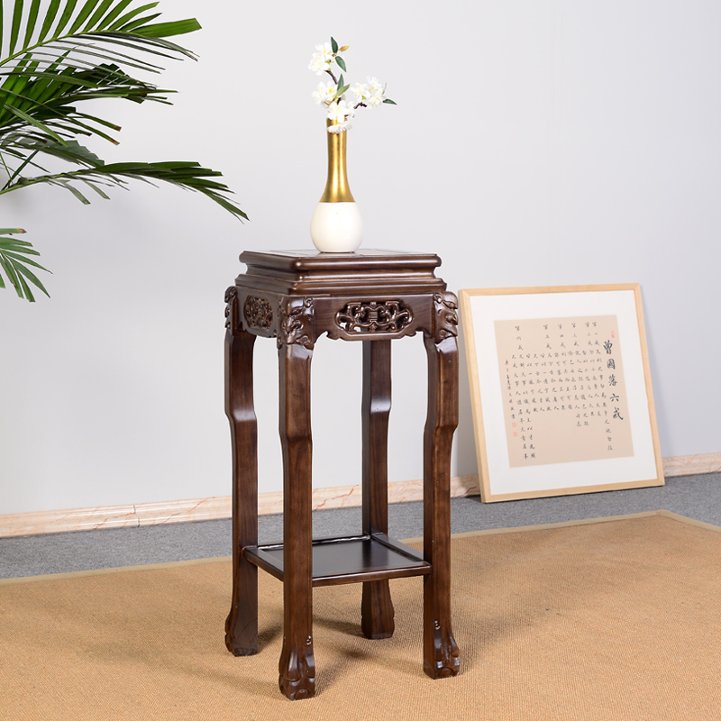 实木花架鱼缸架子底座摆台奇石桌盆景架置物架长方形沙发边几茶几