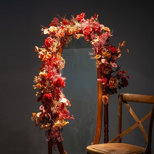 镜子装饰花藤橱窗墙壁门头边框挂花仿真花缠绕藤蔓花艺背景墙花