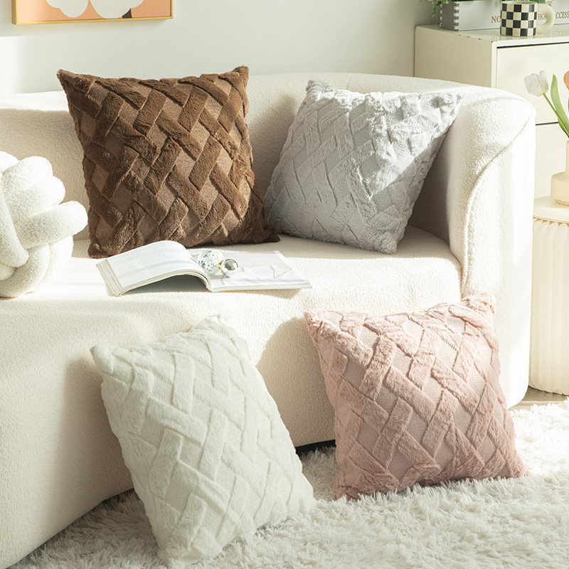 网红款奶油风几何靠垫飘窗白色抱枕卧室床上靠枕床头客厅沙发靠背