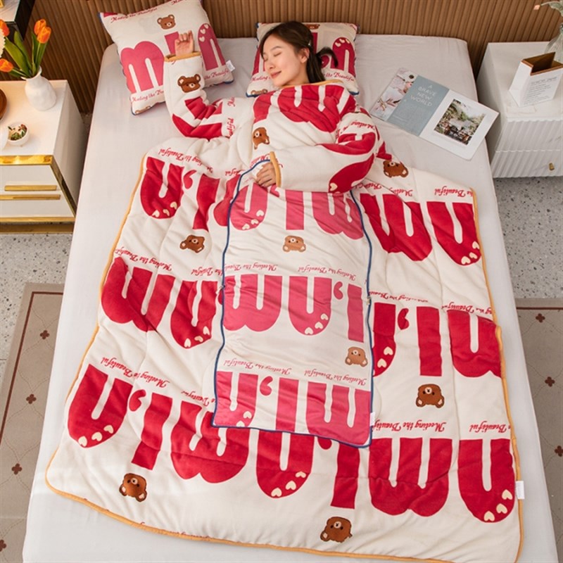 加厚办公室可穿抱枕懒人被带袖子儿童防踢被学习车载沙发冬季折叠