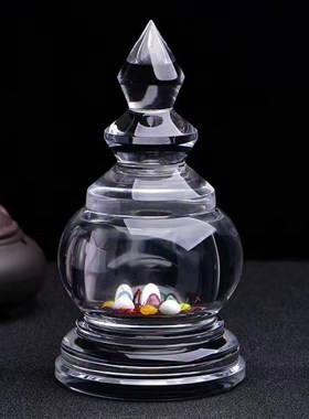 天然白水晶舍利塔 手工制作佛塔摆件装藏舍利子瓶子嘎乌盒 水晶塔