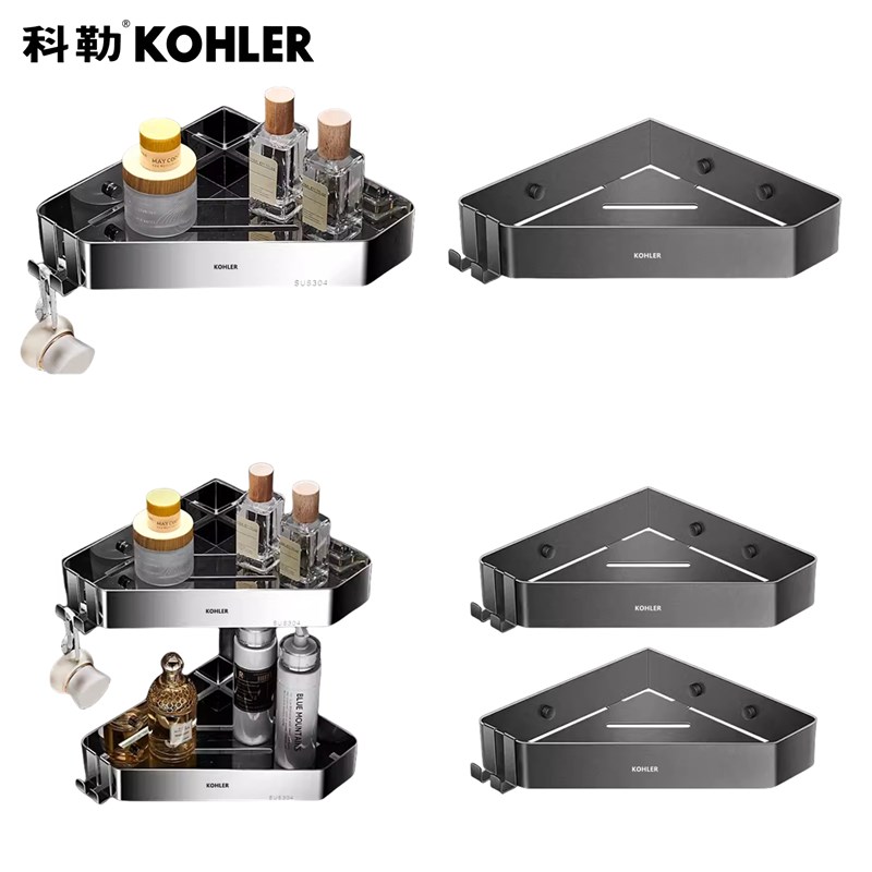 免打孔卫生间浴室置物架304不锈钢厕所洗手间收纳淋浴房三角壁挂