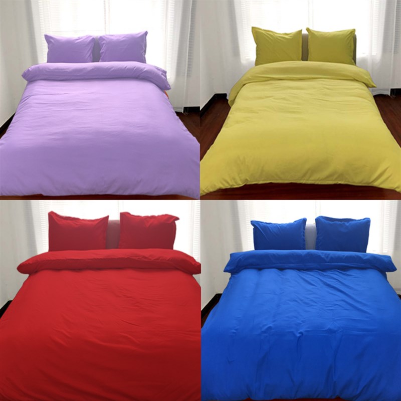 床上用品四件套纯色磨毛胭脂红橙色卡其灰银灰米柠檬米色床单被罩