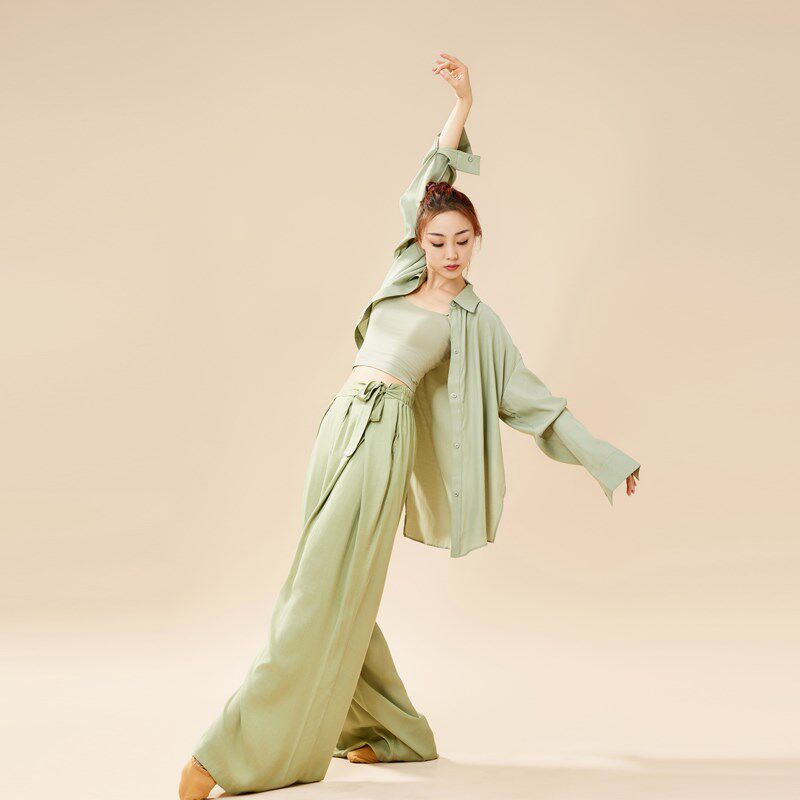 现代舞舞蹈服透气气质衬衫表演演出练功服阔腿裤专业院校集训套服