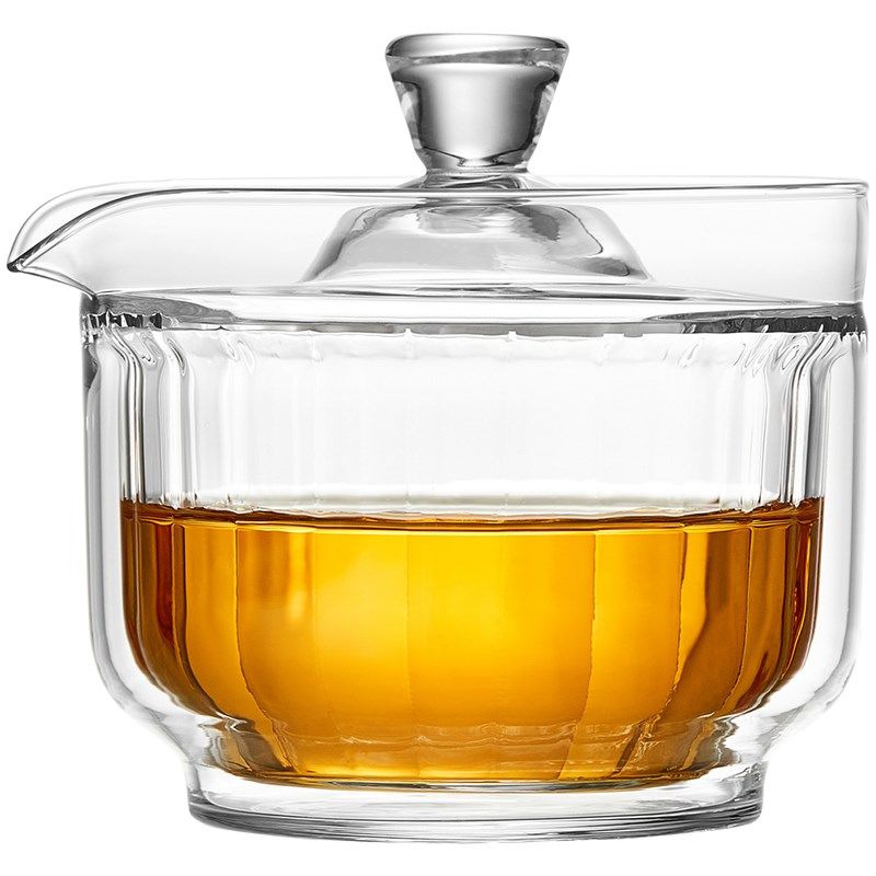 双层玻璃盖碗高档不烫手功夫茶具套装一壶二杯便携带盖手抓壶茶碗