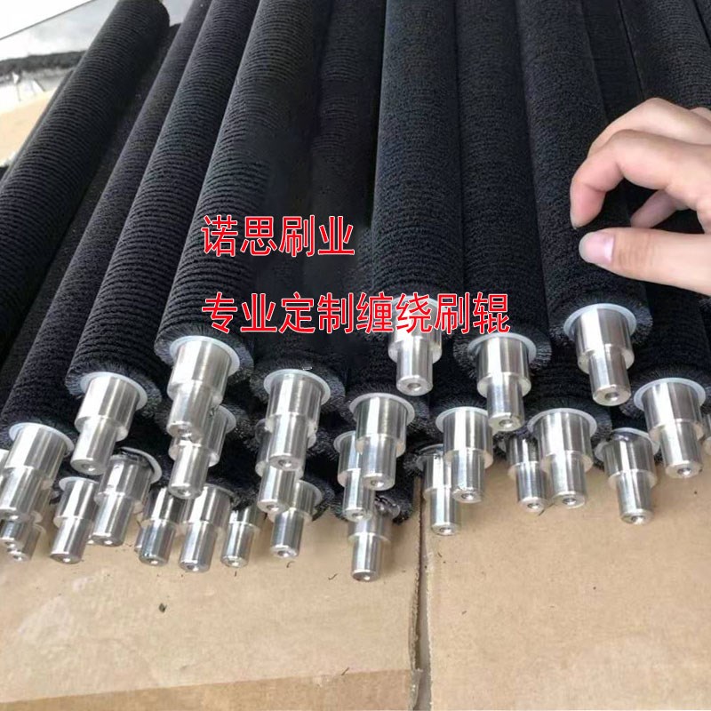 工业镀铜钢丝辊缠绕式不锈钢钢丝刷辊抛光除锈钢刷拉丝尼龙刷定制