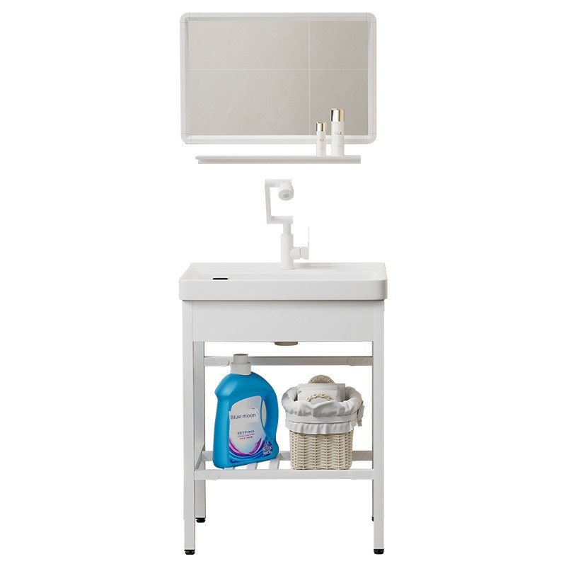 【无需安装】不锈钢托架落地式深度洗手盆小户型陶瓷洗手盆阳台浴