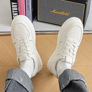 男鞋百搭透气小白鞋男2025新款春季潮流厚底增高板鞋高级感休闲鞋