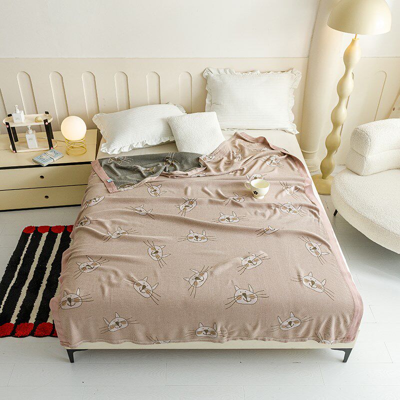 夏季竹纤维盖毯毛巾被成人竹棉双层纱布凉感毯空调被沙发用小毯子