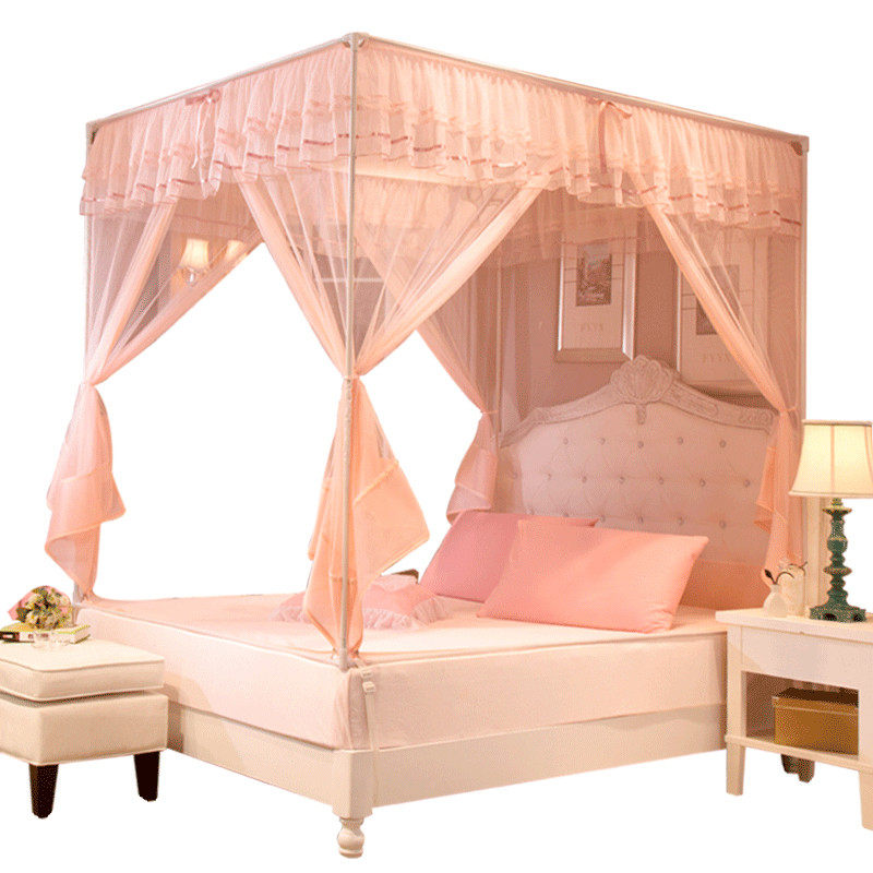 儿童防摔蒙古包蚊帐2021新款家用夏天免安装拉链款公主风纹账支架