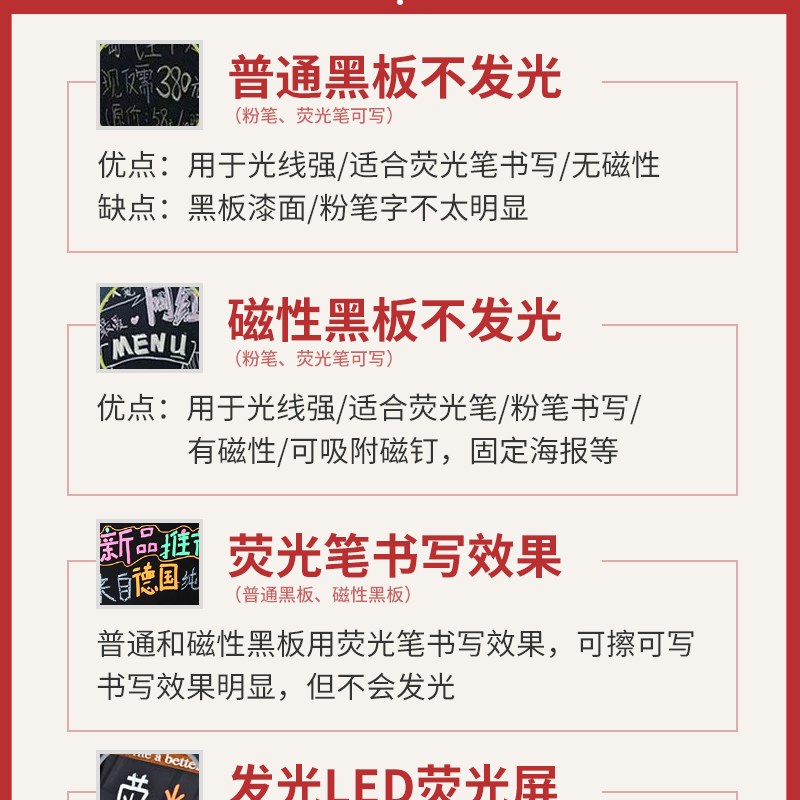 门口广告牌小黑板店铺摆摊用荧光板发光活动商用支架式立式展示牌