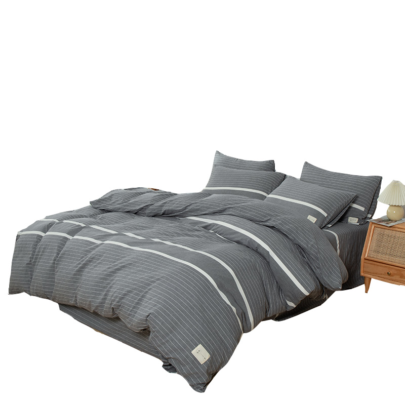 日式被套水洗棉被罩四季家用全棉条纹被单人1.5米180*220/240