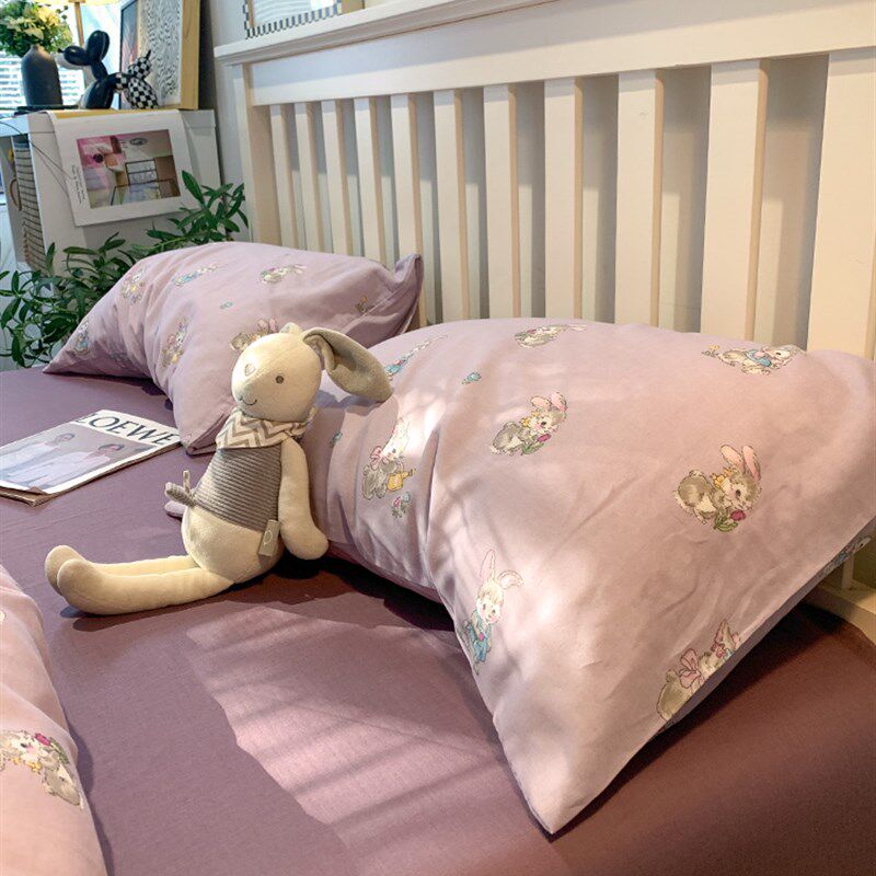 双层纱卡通大学生宿舍床上三件套全棉可爱单人床单被套四件套
