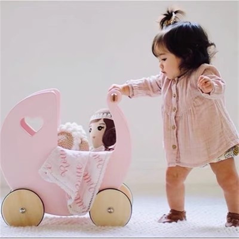 宝宝学步车木质手推车婴儿童实木玩具幼儿助步车实木学步车手推车