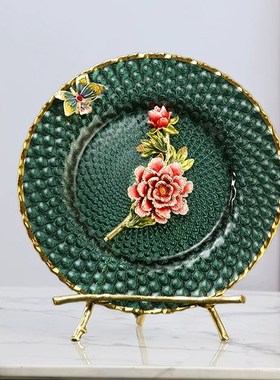 新中式年年有余摆件客厅酒柜玄关隔断柜边几装饰乔迁新居礼品